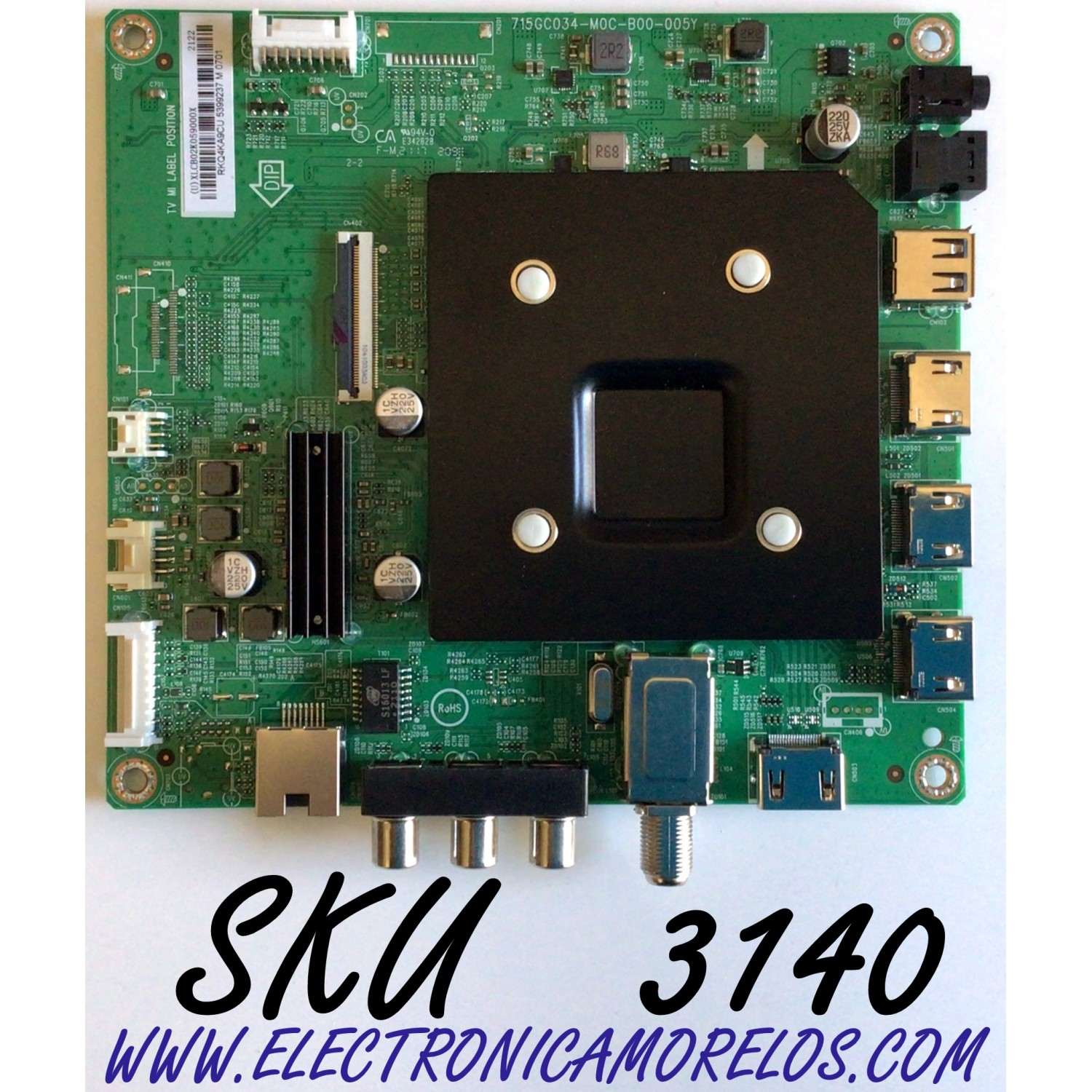 MAIN PARA TV INSIGNIA QLED 4K·UHD·HDR ((FIRE TV)) / NUMERO DE PARTE XLCB02K059 / 715GC034-M0C-B00-005Y / (U)XLCB02K059000X / PANEL TPT500WR-U2T01.D REV:S01A / NUMERO DE DISPLAY CV500U2-T01 REV:02 / MODELO NS-50F501NA22 - Imagen 1